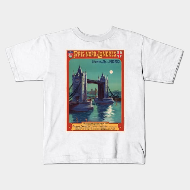 Paris Nord à Londres Vintage Poster 1900 Kids T-Shirt by vintagetreasure